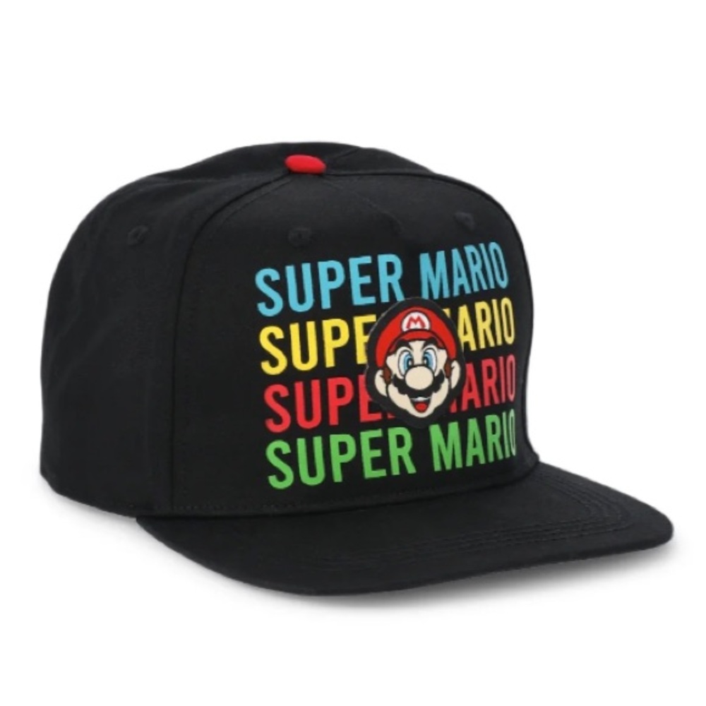 💕 $8 Bundled NWT Nintendo Super Mario Black Hat with Multicolor Text - Picture 2 of 7